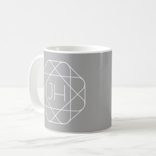 Coole Monogramm, Angesagte Logo-Stilanzeige | Grau Kaffeetasse (Vorderseite Links)