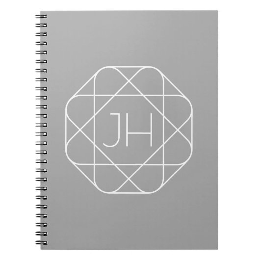 Coole Monogramm, Angesagte Logo-Stilanzeige | Grau Notizblock (Vorderseite)