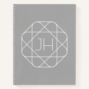 Coole Monogramm, Angesagte Logo-Stilanzeige   Grau Notizblock