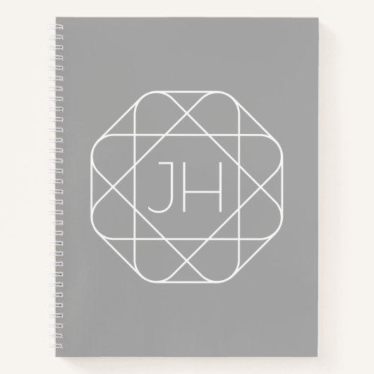 Coole Monogramm, Angesagte Logo-Stilanzeige | Grau Notizblock (Vorderseite)