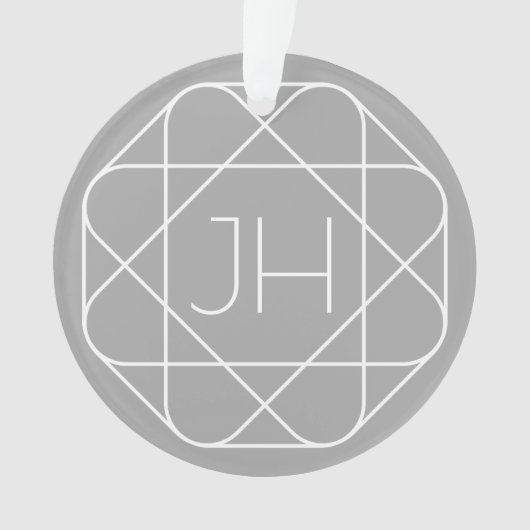 Coole Monogramm, Angesagte Logo-Stilanzeige | Grau Ornament (Vorderseite)