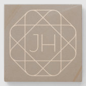 Coole Monogramm, Angesagte Logo-Stilanzeige | Grau Steinuntersetzer (Vorderseite)