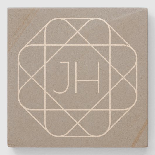 Coole Monogramm, Angesagte Logo-Stilanzeige | Grau Steinuntersetzer (Vorderseite)