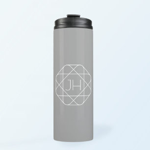 Coole Monogramm, Angesagte Logo-Stilanzeige   Grau Thermosbecher