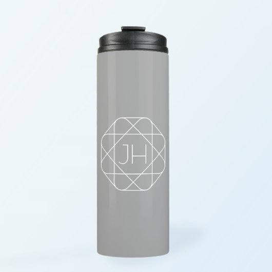 Coole Monogramm, Angesagte Logo-Stilanzeige | Grau Thermosbecher
