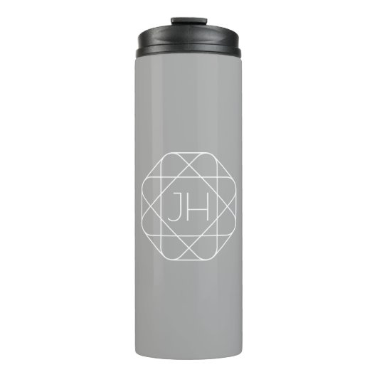 Coole Monogramm, Angesagte Logo-Stilanzeige | Grau Thermosbecher (Vorderseite)