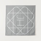 Coole Monogramm, Angesagte Logo-Stilanzeige | Grau Wandteppich (Vorderseite (Horizontal))