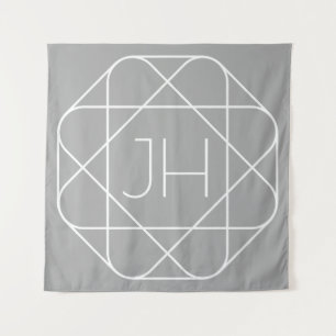 Coole Monogramm, Angesagte Logo-Stilanzeige Grau Wandteppich