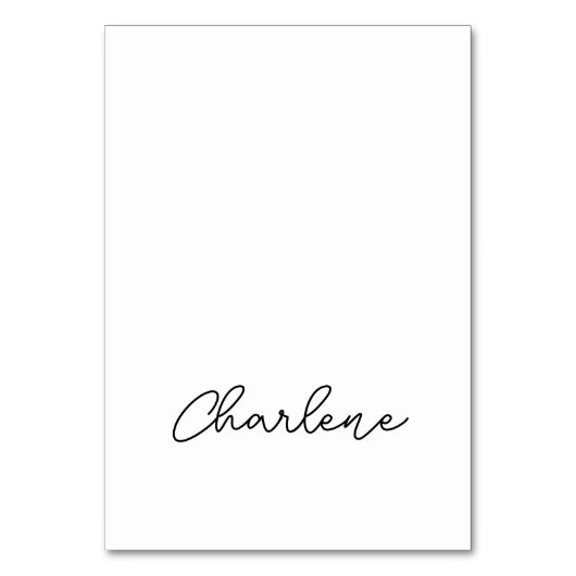 Coole Monoline Script Kalligraphie Name Platzkarte Tischnummer (Vorderseite)