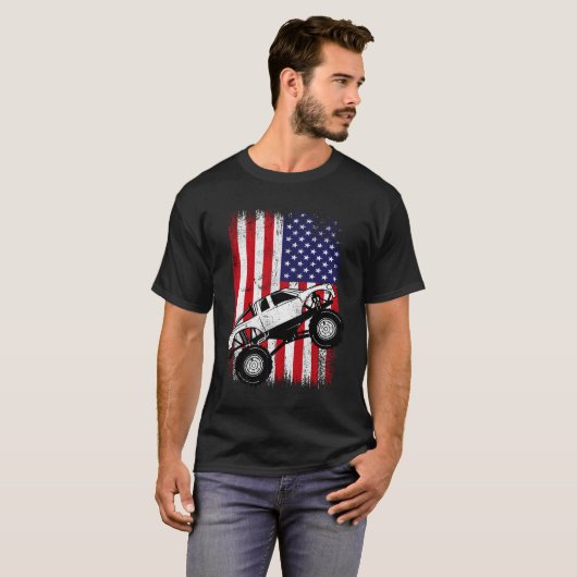 Coole Monster Truck Kids gestört USA Fl T-Shirt (Vorne ganz)