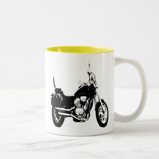 Coole Motorradfahrrad-Silhouette Zweifarbige Tasse (Rechts)