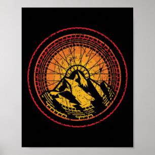 Coole Mountainbike-Reifen-Speichen-Sonnenuntergang Poster