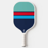 Coole Multicolor Aqua Red Sky Blaue Marinestreifen Pickleball Schläger (Rückseite)