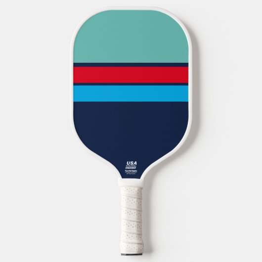 Coole Multicolor Aqua Red Sky Blaue Marinestreifen Pickleball Schläger (Vorderseite)