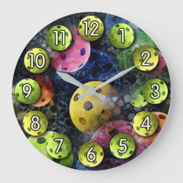 Coole Multicolor-Pickleball-Uhr Große Wanduhr
