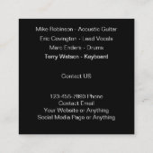 Coole Musik-Entertainment-Band Quadratische Visitenkarte (Rückseite)