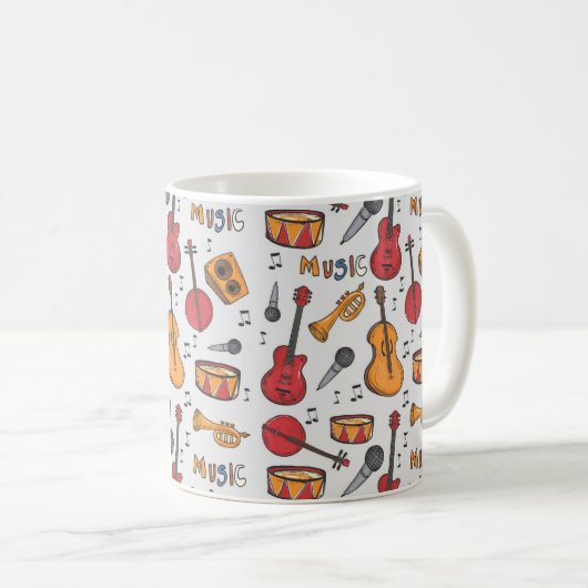 Coole Musik Themenbanjo Drums Gitarre Geige mehr Kaffeetasse (VorderseiteRechts)