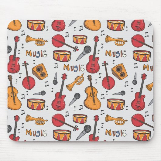 Coole Musik Themenbanjo Drums Gitarre Geige mehr Mousepad (Vorne)
