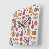 Coole Musik Themenbanjo Drums Gitarre Geige mehr Quadratische Wanduhr (Winkel)