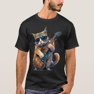 Coole Musik und Katzen Katze spielt Gitarre Noten T-Shirt