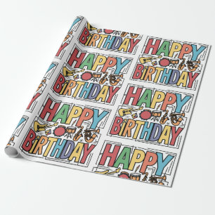 Coole Musikinstrumente zum Geburtstag Geschenkpapier