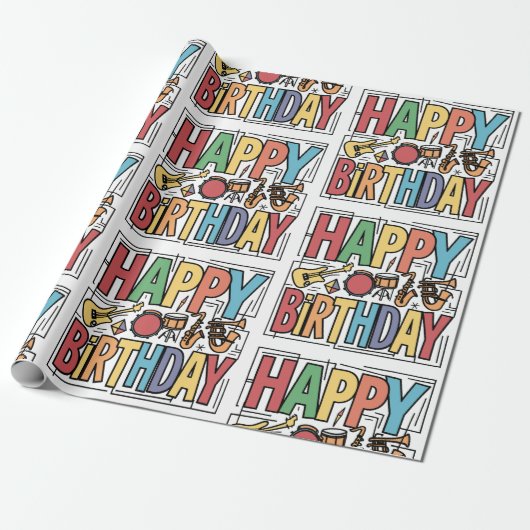 Coole Musikinstrumente zum Geburtstag Geschenkpapier (Ungerollt)