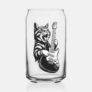 Coole Musikliebe   Rockkatze spielt elektrische Gi Dosenglas