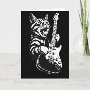 Coole Musikliebe Rockkatze spielt elektrische Gi Karte