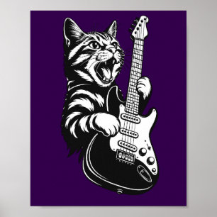 Coole Musikliebe Rockkatze spielt elektrische Gi Poster