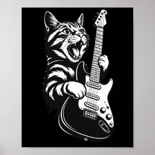 Coole Musikliebe   Rockkatze spielt elektrische Gi Poster