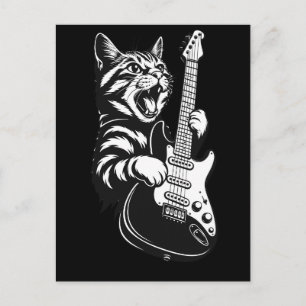 Coole Musikliebe   Rockkatze spielt elektrische Gi Postkarte
