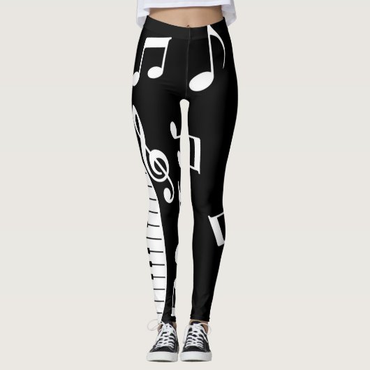 Coole Musiknote und Klavierschlüssel Leggings (Vorderseite)