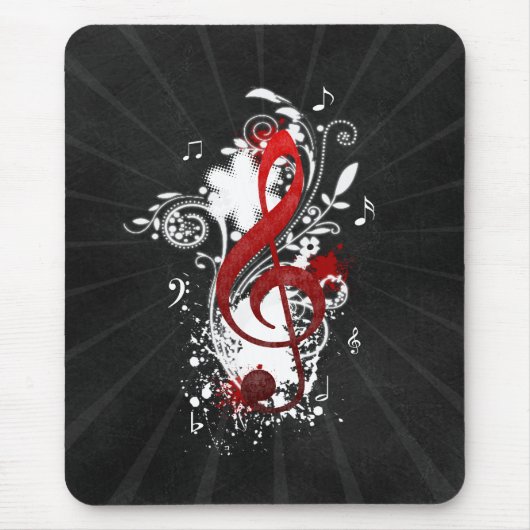 Coole Musiknoten gepunktete Wirbel Blume Spritzer Mousepad (Vorne)