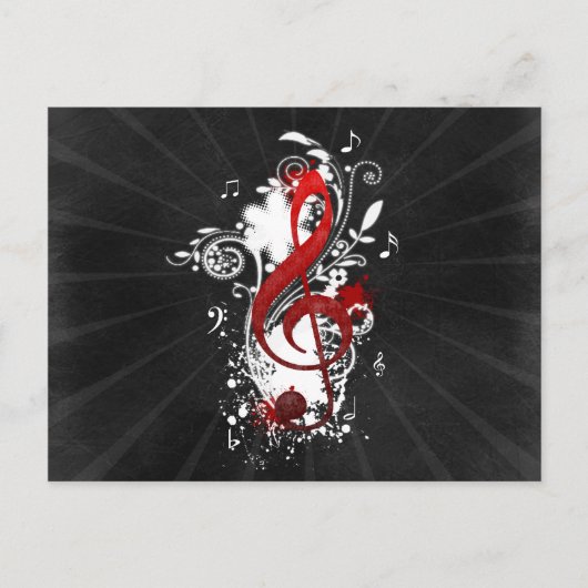Coole Musiknoten gepunktete Wirbel Blume Spritzer Postkarte (Vorderseite)