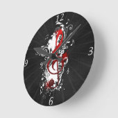 Coole Musiknoten gepunktete Wirbel Blume Spritzer Runde Wanduhr (Winkel)
