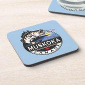 Coole Muskoka Kanada Fischerei Wappen im Freien Getränkeuntersetzer (Linke Seite)