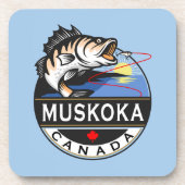 Coole Muskoka Kanada Fischerei Wappen im Freien Getränkeuntersetzer (Vorderseite)