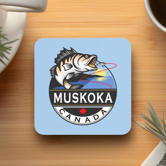 Coole Muskoka Kanada Fischerei Wappen im Freien Getränkeuntersetzer