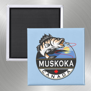 Coole Muskoka Kanada Fischerei Wappen im Freien Magnet