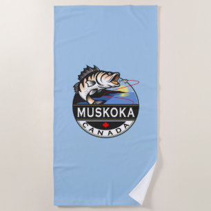 Coole Muskoka Kanada Fischerei Wappen im Freien Strandtuch