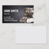 Coole Mustache Mops Dark Business Card Visitenkarte (Vorne/Hinten)
