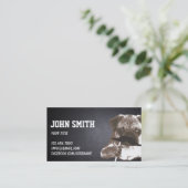 Coole Mustache Mops Dark Business Card Visitenkarte (Stehend Vorderseite)