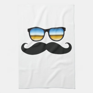 Coole Mustache unter Schaden Geschirrtuch