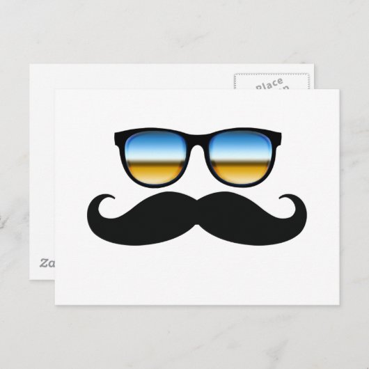 Coole Mustache unter Schaden Postkarte (Vorne/Hinten)