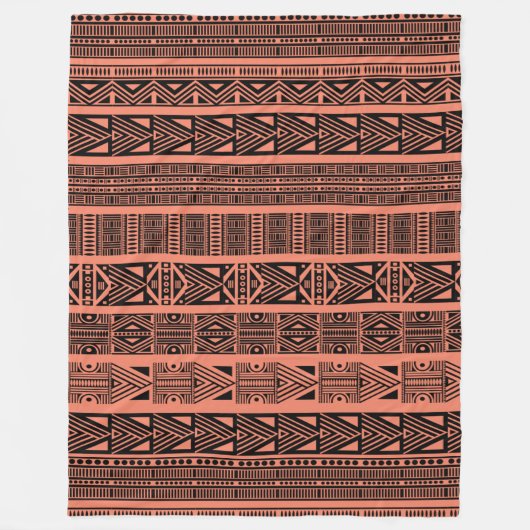 Coole Muster in Boho Schwarz und Rosa Streifen Fleecedecke (Vorderseite)