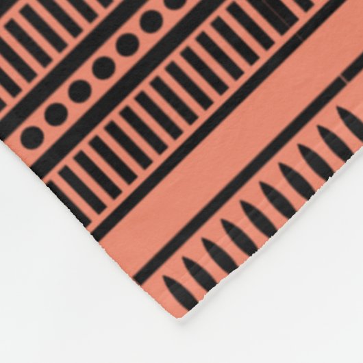 Coole Muster in Boho Schwarz und Rosa Streifen Fleecedecke (Ecke)
