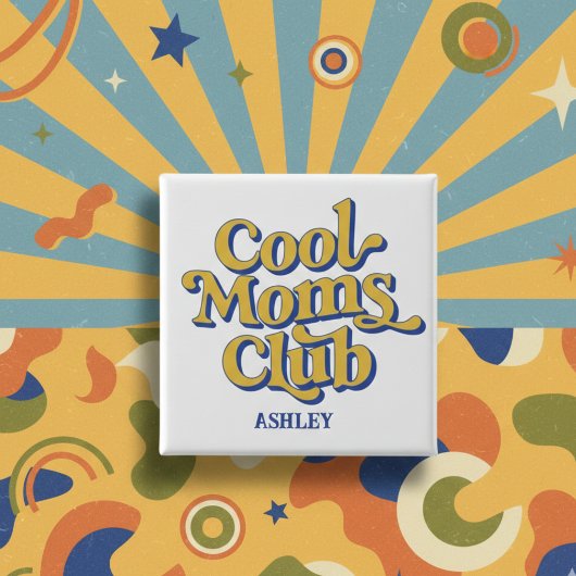 Coole Mütter Club-Trendy-Mutter-Zitat Blau Gelb Re Button