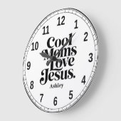 Coole Mütter lieben Jesus Große Wanduhr (Winkel)