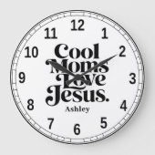 Coole Mütter lieben Jesus Große Wanduhr (Vorderseite)