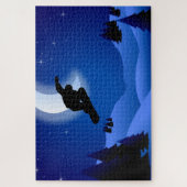 Coole Nacht Silhouette Snowboarden Puzzle (Vertikal)